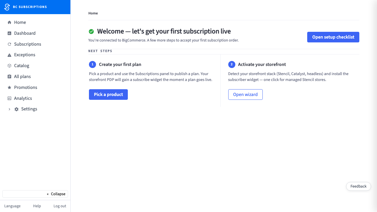 Merchant — Set Up Subscriptions walkthrough